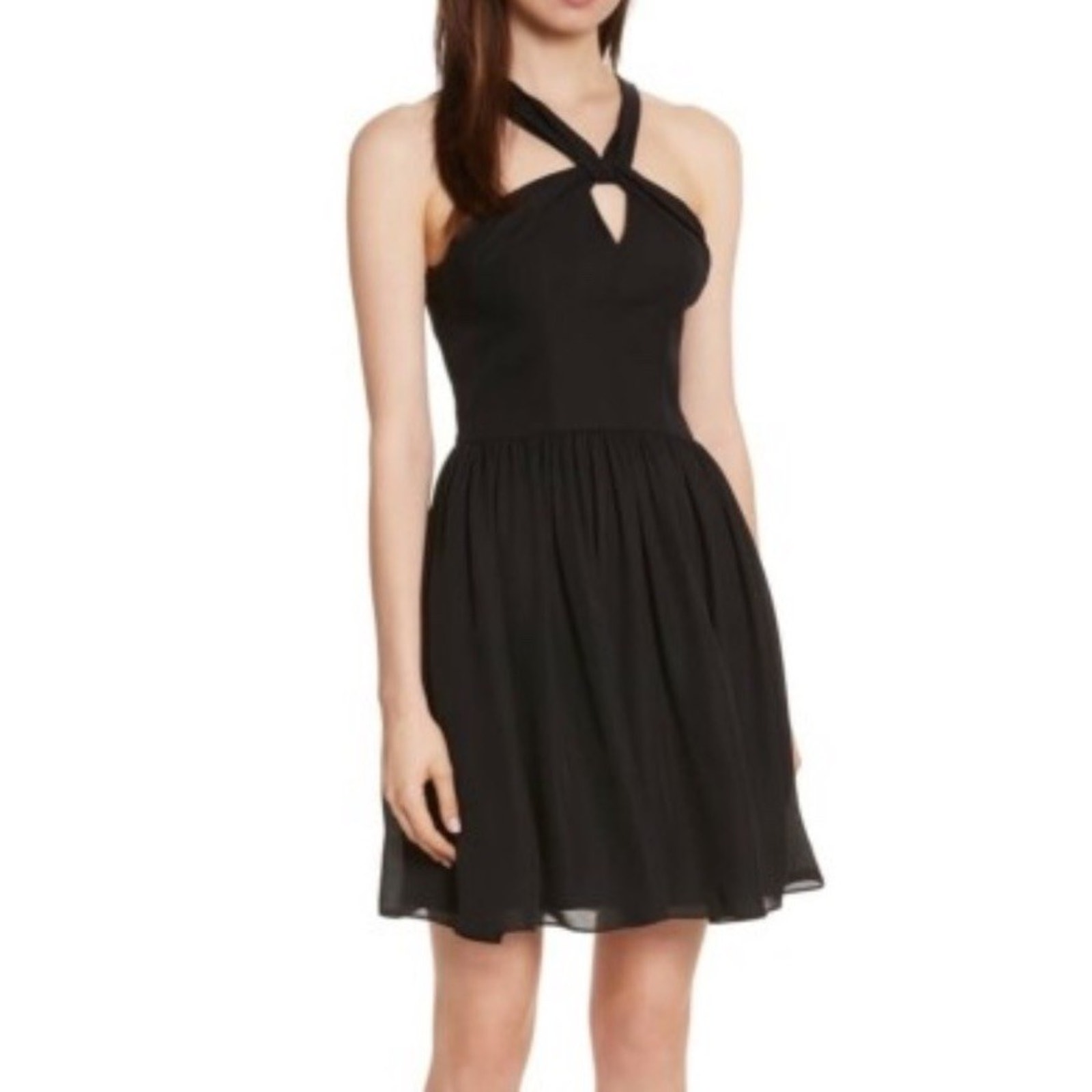New L’agence 100% Silk Valleta Dress Size 4 Women's Black Keyhole Sleeveless